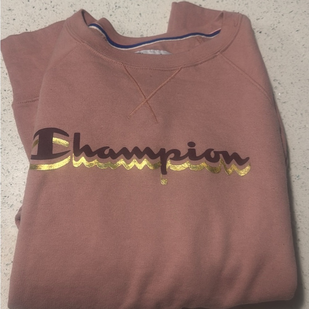 Champion Women's Crew Neck Sweater - Brown and Gold Accents